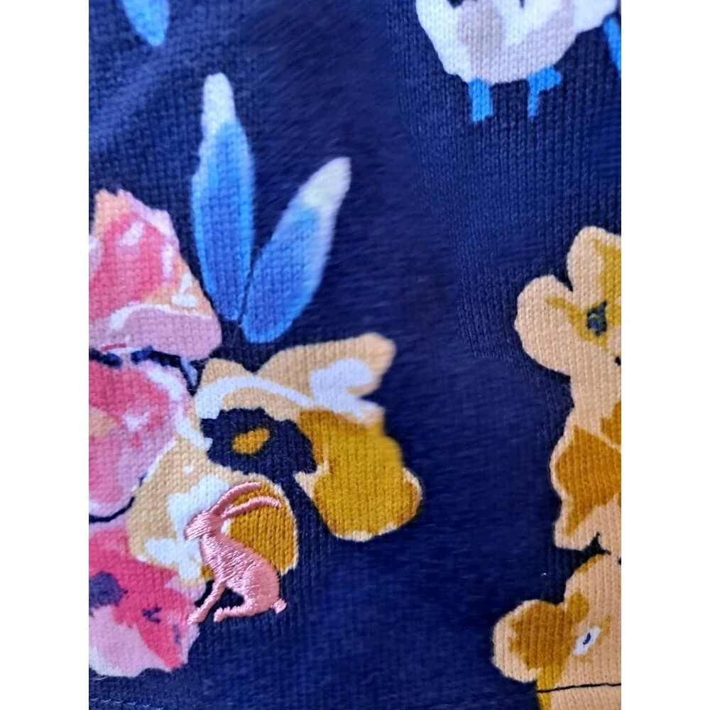Joules Women's Harbour Print Knit Top Size 6 Long Sleeve Navy Floral 100% Cotton
